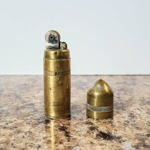 1930s Brass Trench Bullet Lighter, Unique Design, Unbranded, Working.